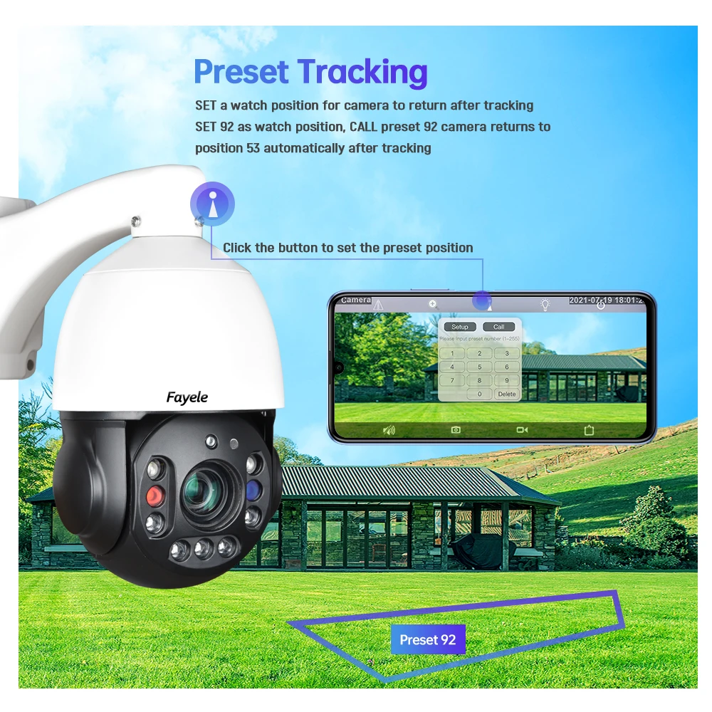 Wireless 4G PTZ Camera Auto Tracking 5MP 30X Zoom 20X 2 Way Audio Sony335 Home Protection WIFI Video Surveillance IP Camera