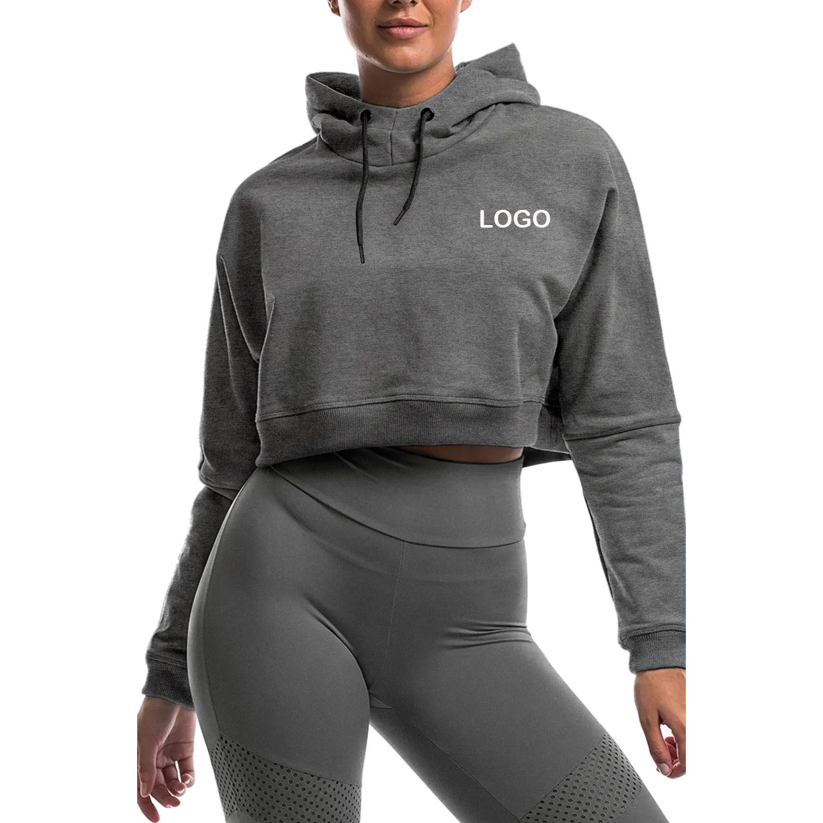 Custom Logo Sport Fitness Crop Hoodies Women Clothing aperçu 2
