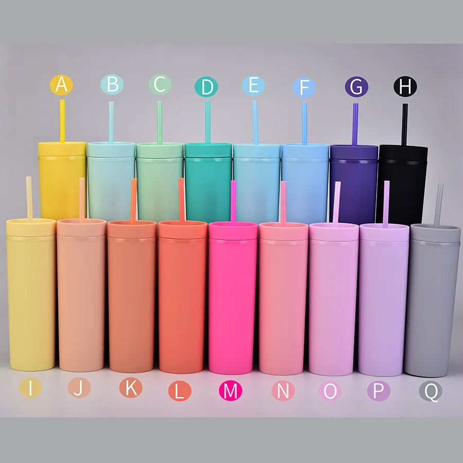 China 16oz Acrylic Fatty Tumblers Matte Colored Acrylic Tumblers with Lids  and Color Straws Double Wall Plastic Tumblers with Colorful Straw  manufacturers and suppliers