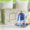 Navy Blue Gold Emblem Bone China Large Nesting Teapot