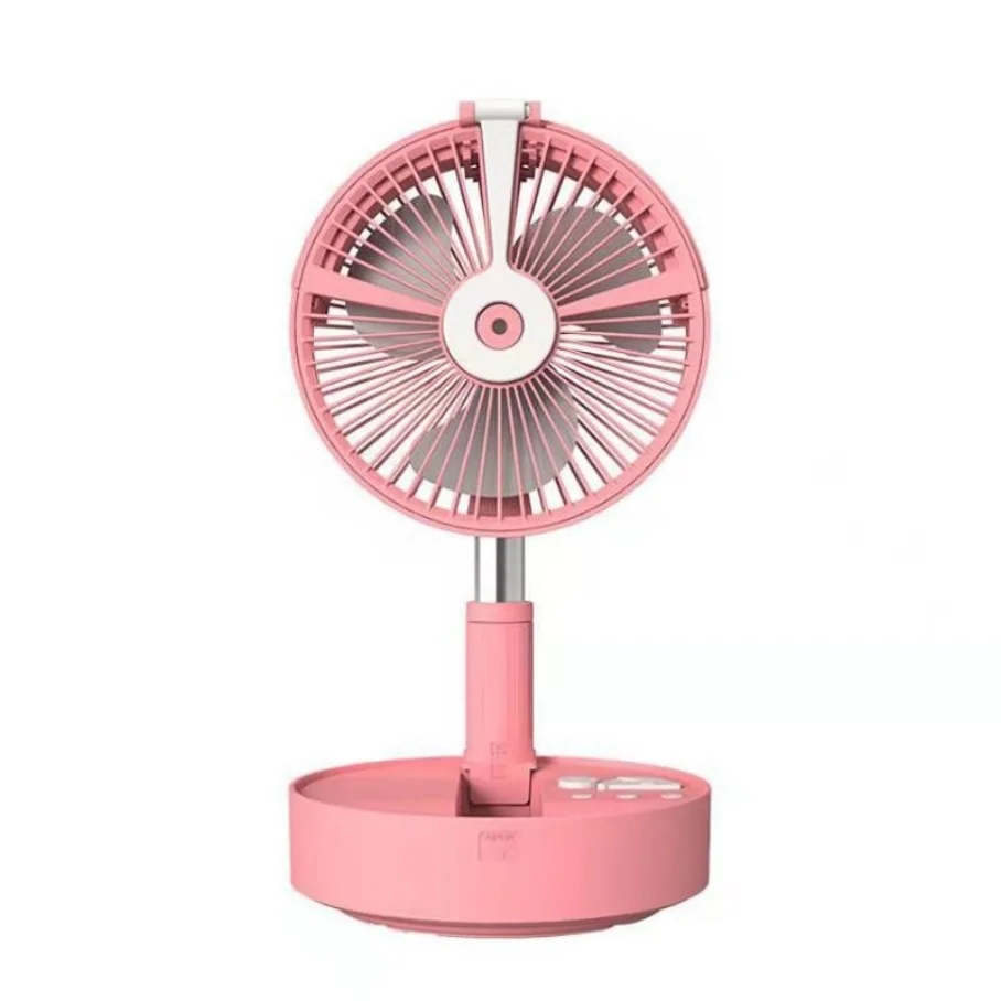 Hot Selling Folding Telescopic Fan Shaking Head Portable Usb Mini Table Desktop Floor Power Bank Humidifying Spray Fan
