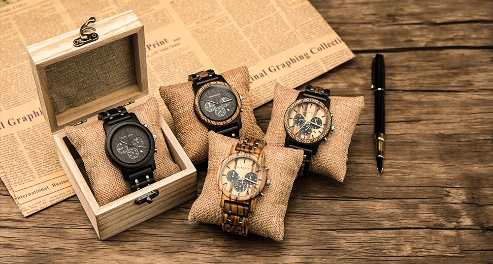 DODO DEER Men's Chronograph Wooden Watch with Natural Wood Bracelet - Eco-Friendly Timepiece