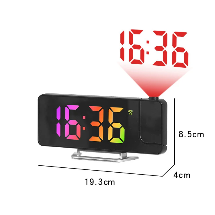 Fashion Mirror Screen Color Numerals LED Digital Alarm Clock With Rotatable Projector Projection Desk Clocks for Bedroom
