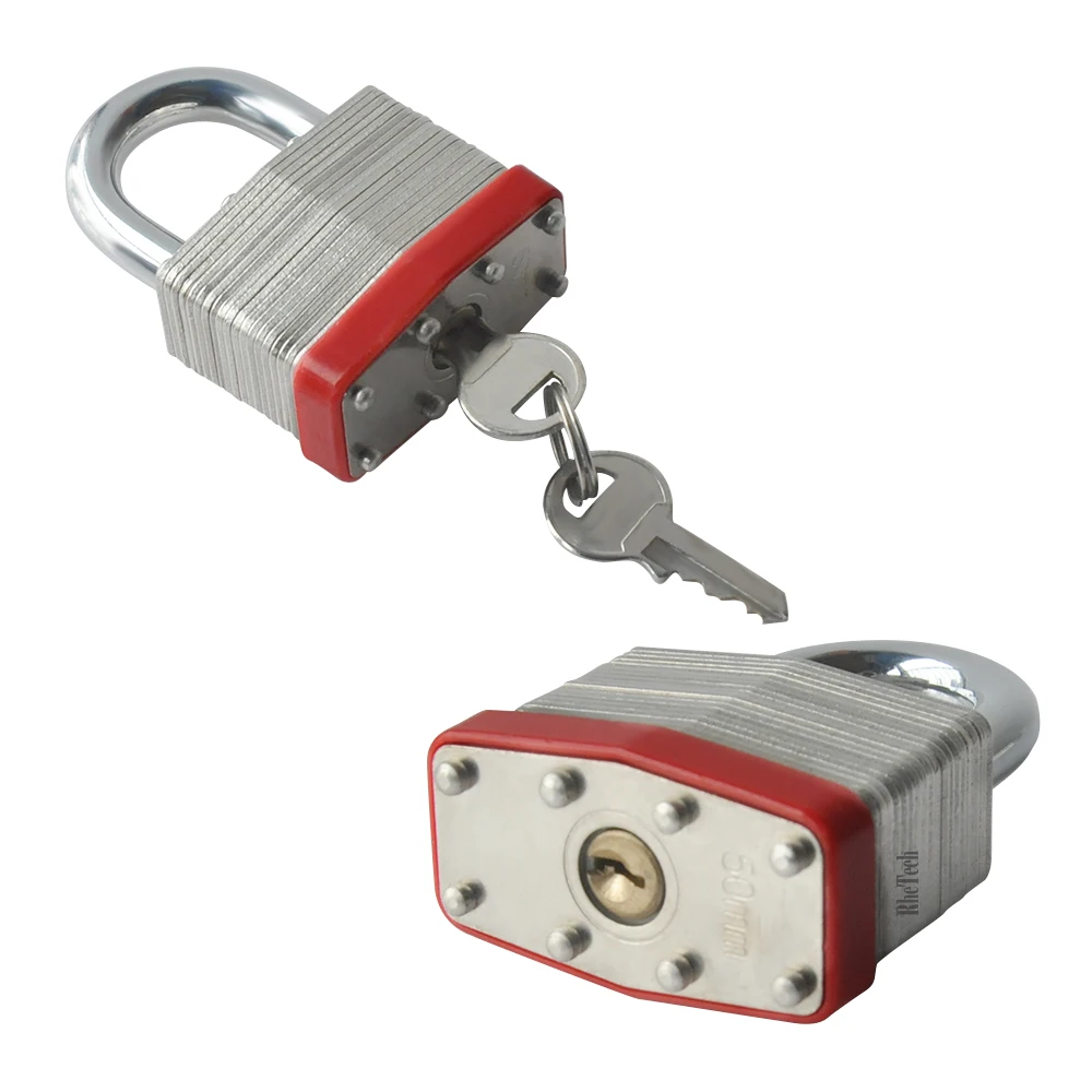 RHETECH Smart Iron Security Padlock Hot Selling Red Rubber with Long and Short Shackle Pin Lock Keys Hardened Steel Material