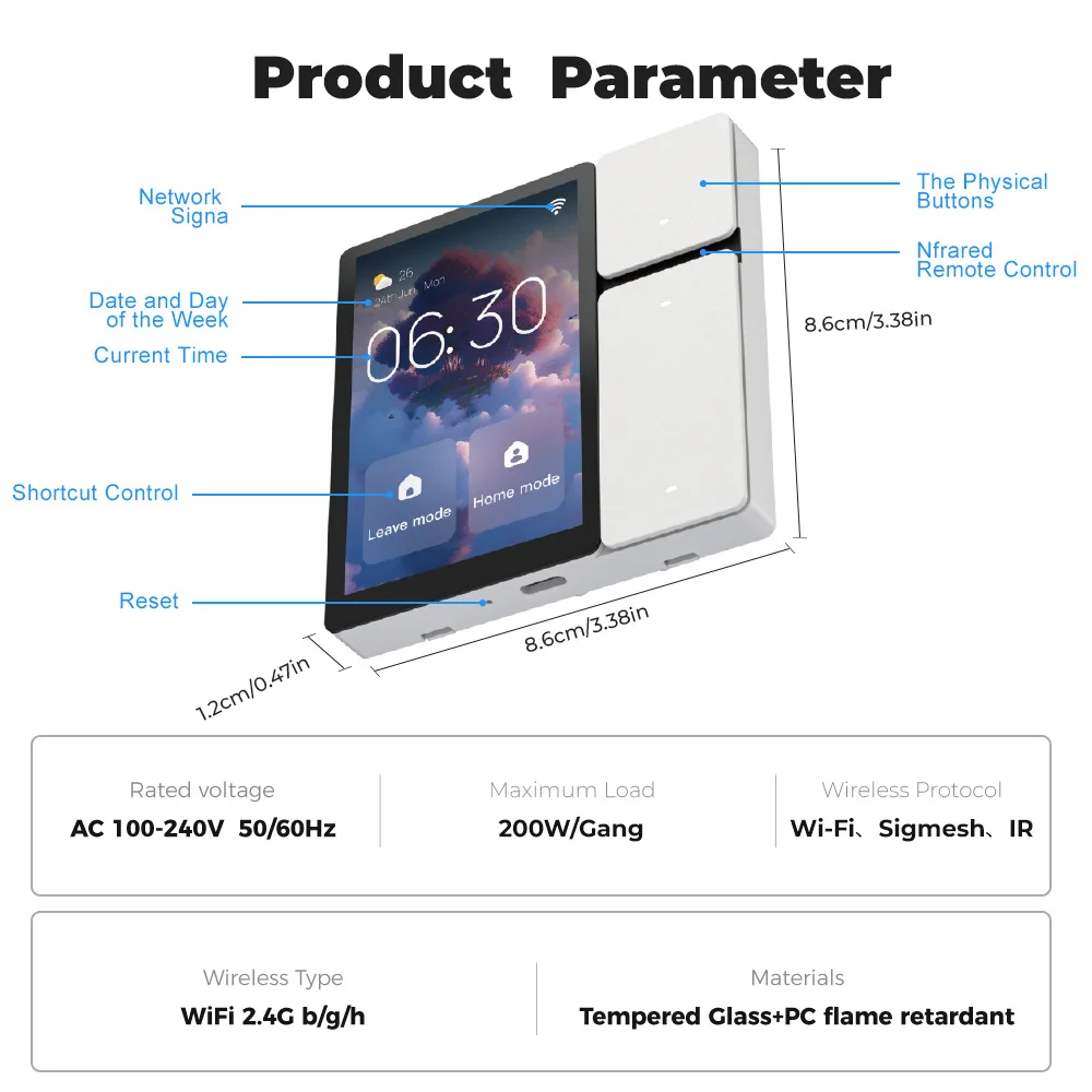 SIXWGH Mini Smart Control Panel PC 220V Max Voltage 16A Max Current with Smart Life App for International EU UK WiFi Network