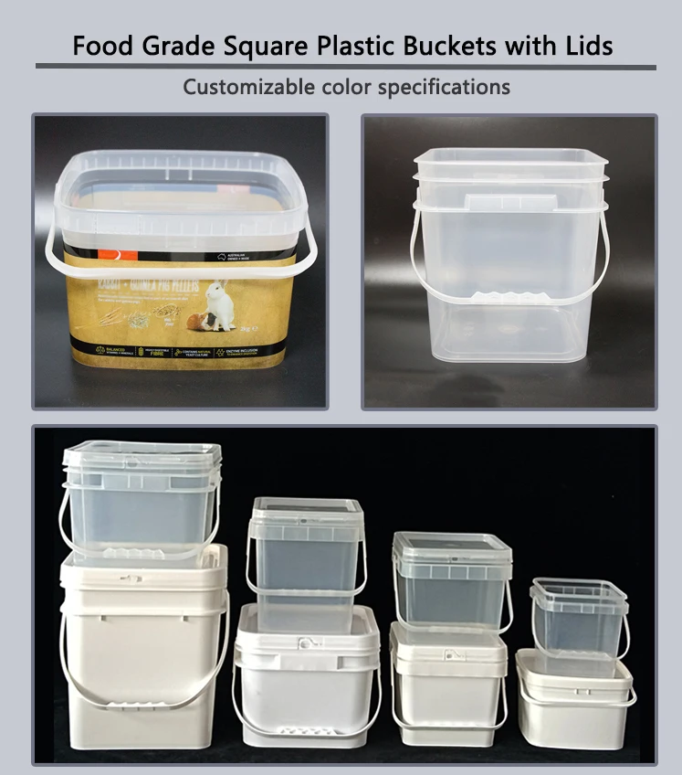 280ml 500ml 1l 2 Liters Small Food Grade Clear Square Plastic Buckets