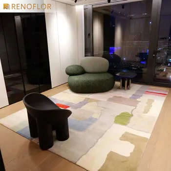 Luxury Modern Custom New Zealand 100% Wool Living Room Bedroom Hotel Floor Mat Carpet Natural Handwoven Handmade Carpet and Rugs