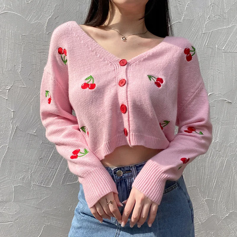 
Удобный женский свитер Sweet Cherry, женская блузка, осенняя женская одежда 