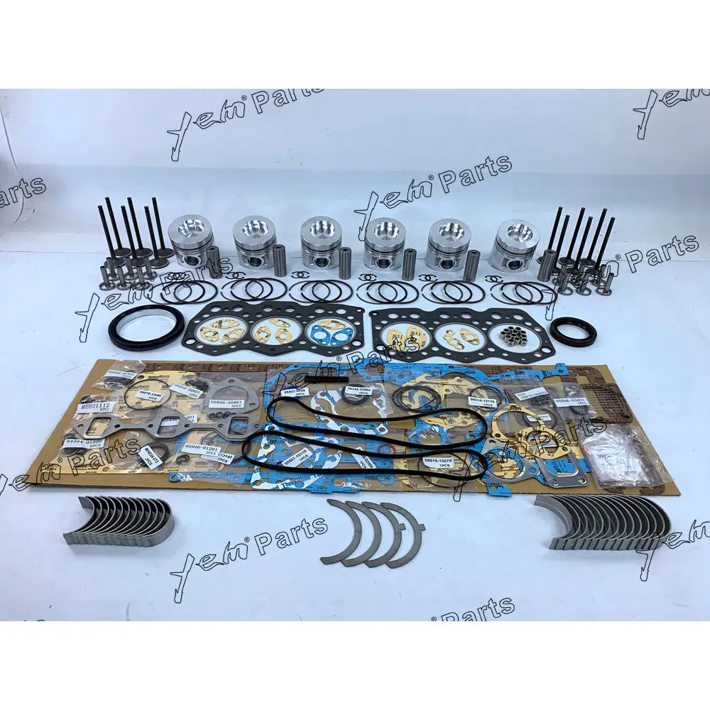 Overhaul Kit With Cylinder Gaskets Set Piston Rings Bearing Valves Fit for Mitsubishi S6K
