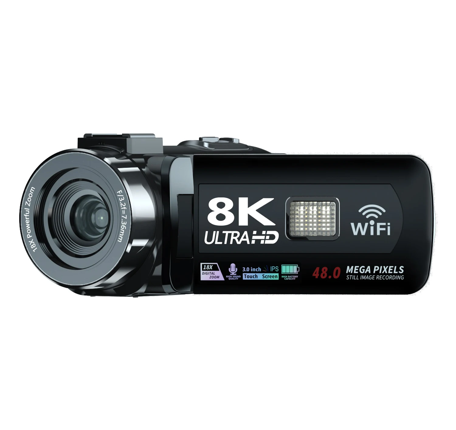 Full HD 8K Professional 48MP Video Camera with 16X Zoom, WiFi