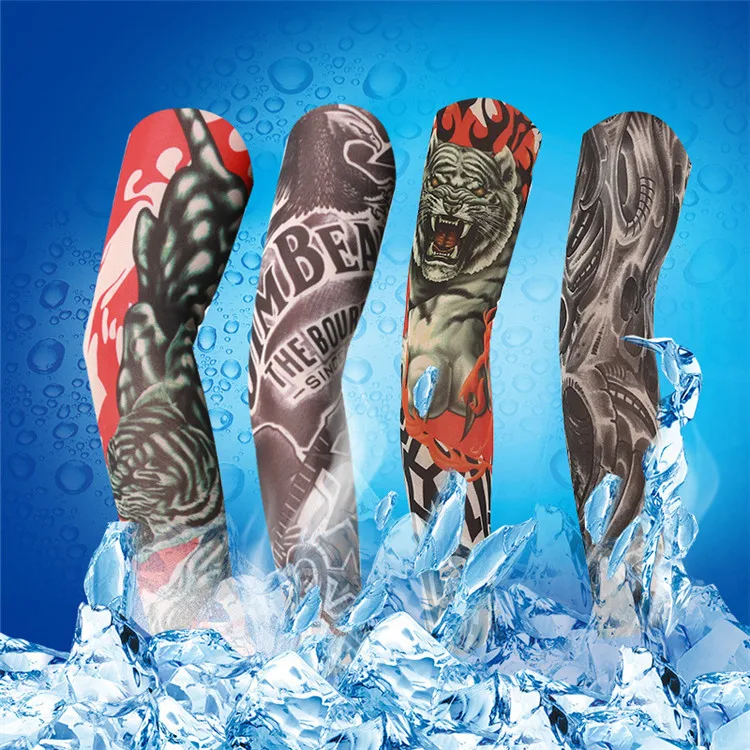 Anti-uv Sun Block Black White Blue Gray Sport Gym Hand Cover Elastic Cycling Arm SleevesPopular Cool Fashion Tattoo Arm Sleeves