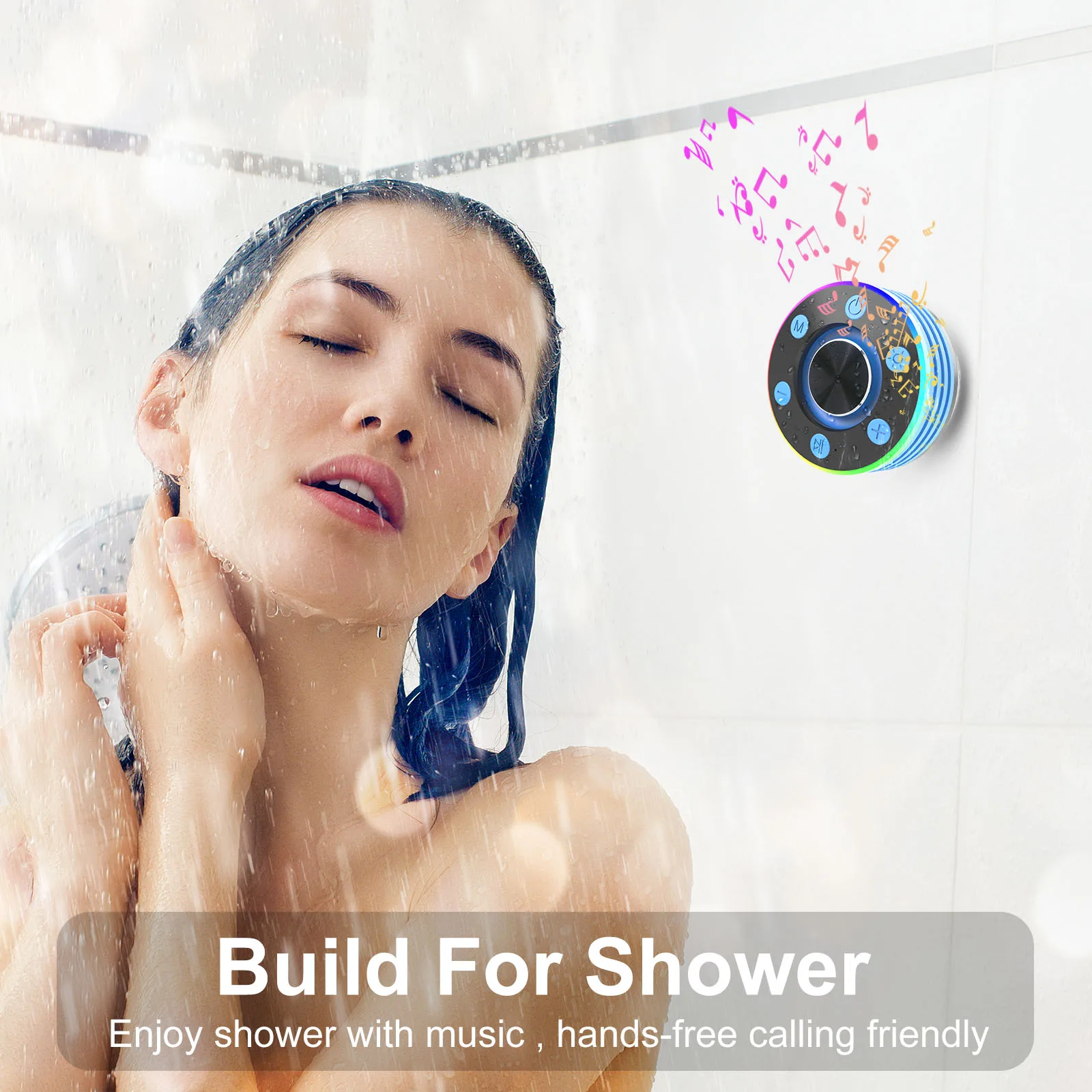 HS IPX7 Waterproof Shower Blue Tooth Speakers With Light Show