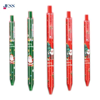 2024 Hot Sale Popular Christmas Promotion Gift Ballpoint Pen Green Red Click Gel Ink Refill Ball Pen for Festival Student Pens