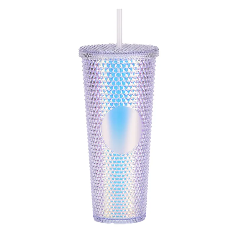 New 2021 Starbucks China Light Purple Glitter Studded 24oz Tumbler Straw Cup