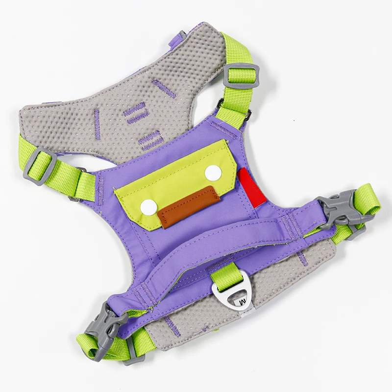Wholesale Custom Size Black Dog Chest Harness Adjustable Buckle Closure Soft Breathable Polyester Fabric Pet Jacket Solid