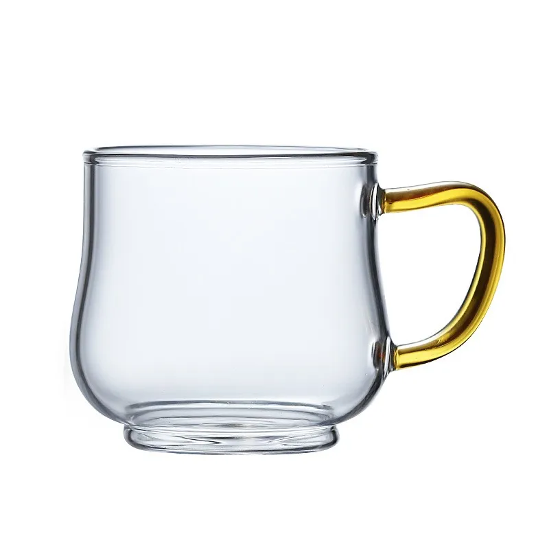 Wholesale Transparent High Borosilicate Glass Coffee Cup With Handle Glass Cup Set