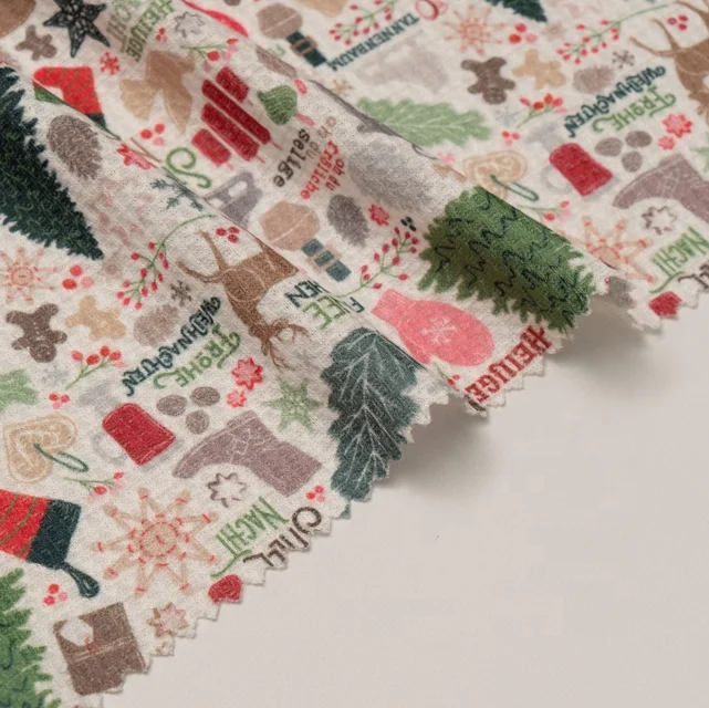 Waffle Fabric Custom Polyester Spandex Printed NO MOQ Knit Soft Waffle Fabric for Garment