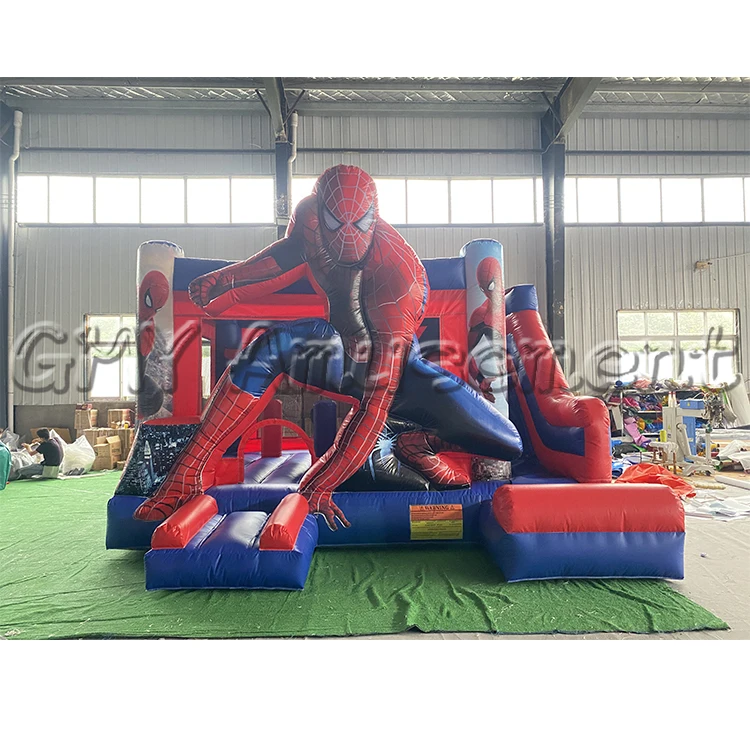 Commercial grade 5x5m red inflatable bounce house spiderman jumper for kids fun