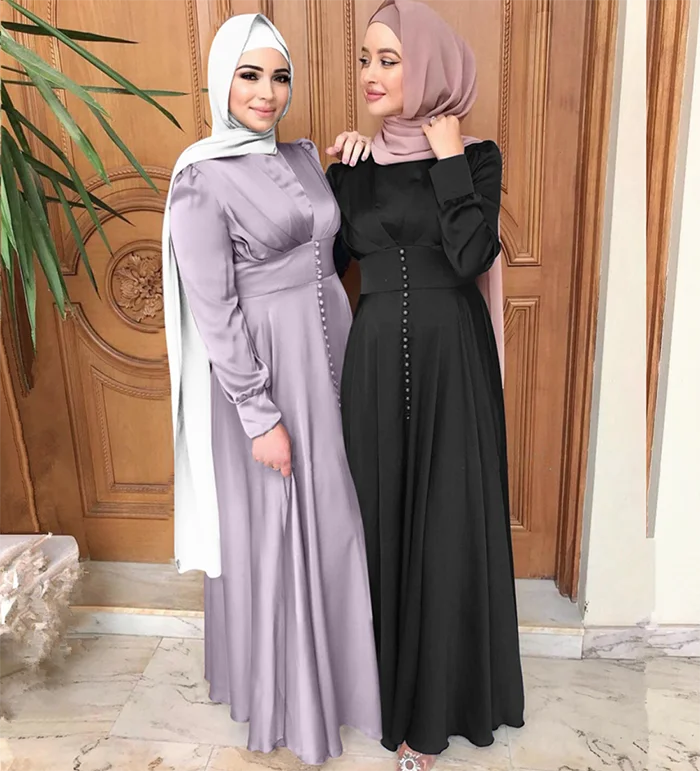 Muslim Fashion Abaya Women Dress Big Hem Satin Luxury Silk, 42% OFF