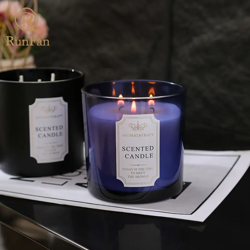 Private Label Scented Candle Luxury Aromatherapy 3 Wicks Glass Jar ...