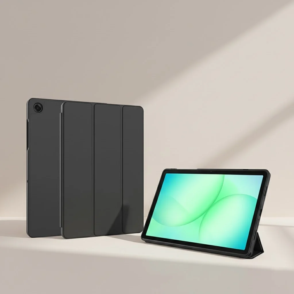 Funda delgada protectora de cuero PU + PC para Samsung Galaxy Tab A11+/A9+, cubierta inteligente antihuellas con encendido/apagado automático