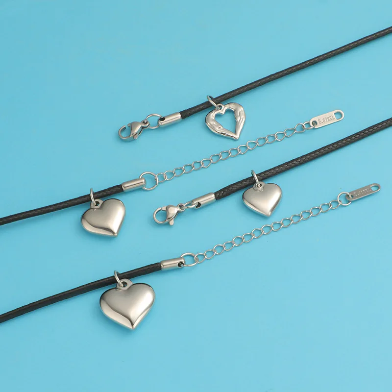 3D Steel Heart Pendant Necklace