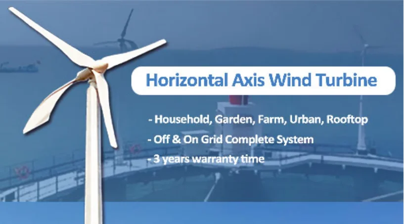 5kW horizontal axis wind turbine for home use easy installation , on grid on grid wind generator