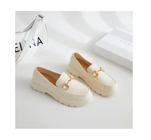 Women's Casual Flat Loafer New Fashion Wedge Outsole Walking Shoes Thick Soled Low Top Shallow Mouth Platform Brogue Shoes