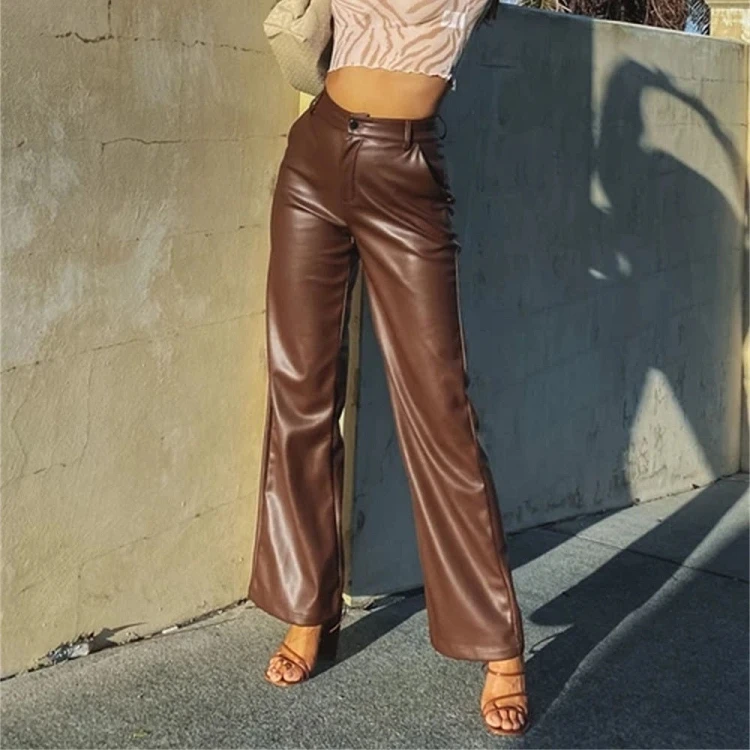 Elegant Ladies Pu Trousers Hot Selling 