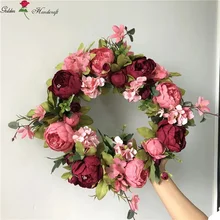 Decorative Grapevine Wreath Faux Valentines Day Wreath On The Christmas Door Peony Flower Spring Floral Wreath For Home Decor