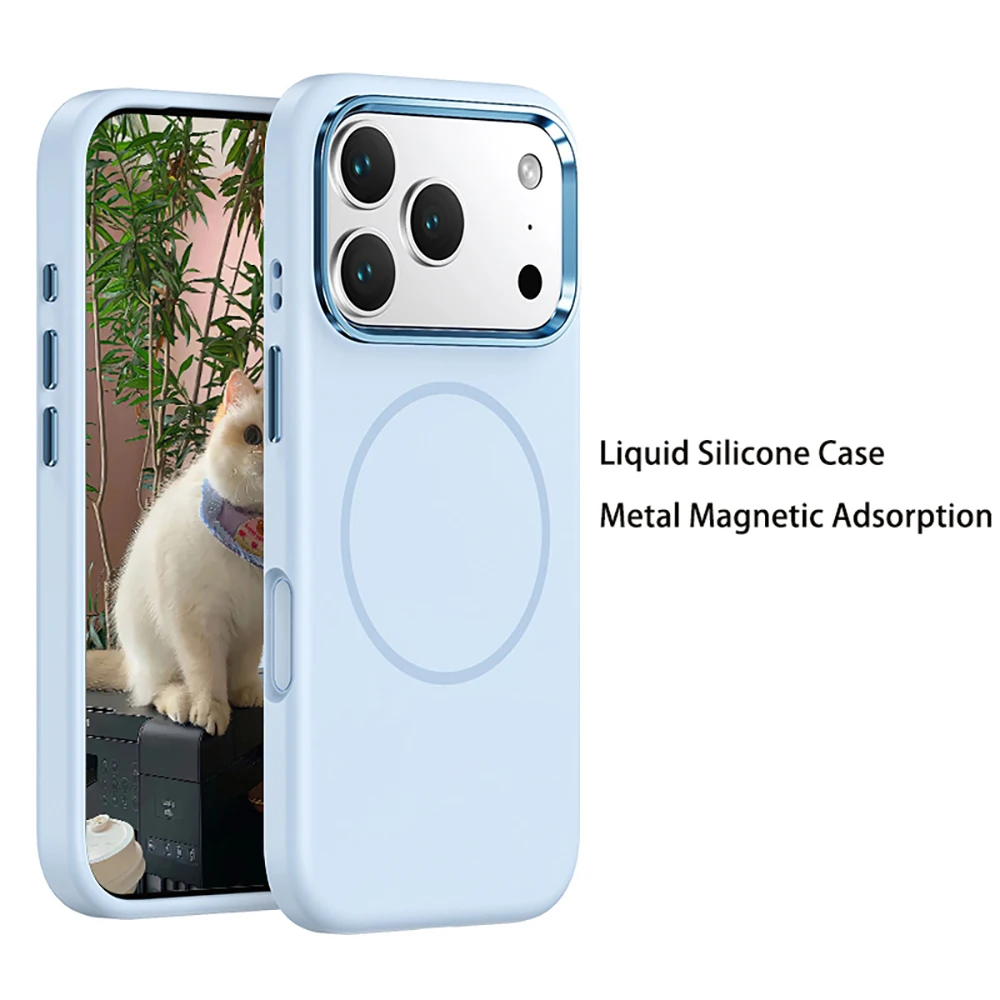 product laudtec slim liquid silicone 3 layers full covered soft gel rubber case cover for iphone 17 pro 2025 for apple magnetic case-2