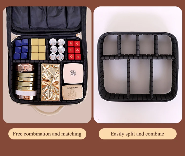 Travel Bags Box Led Light Large Capacity Makeup Case Storage Bag Waterproof PU Cosmetic Case with Led Lights and Mirror