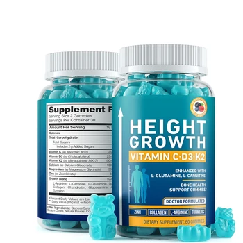 OEM Growth Gummies to Grow Taller - Height Growth with Calcium Magnesium Vitamin D3 K2 60 Calcium Chews for Women & Men