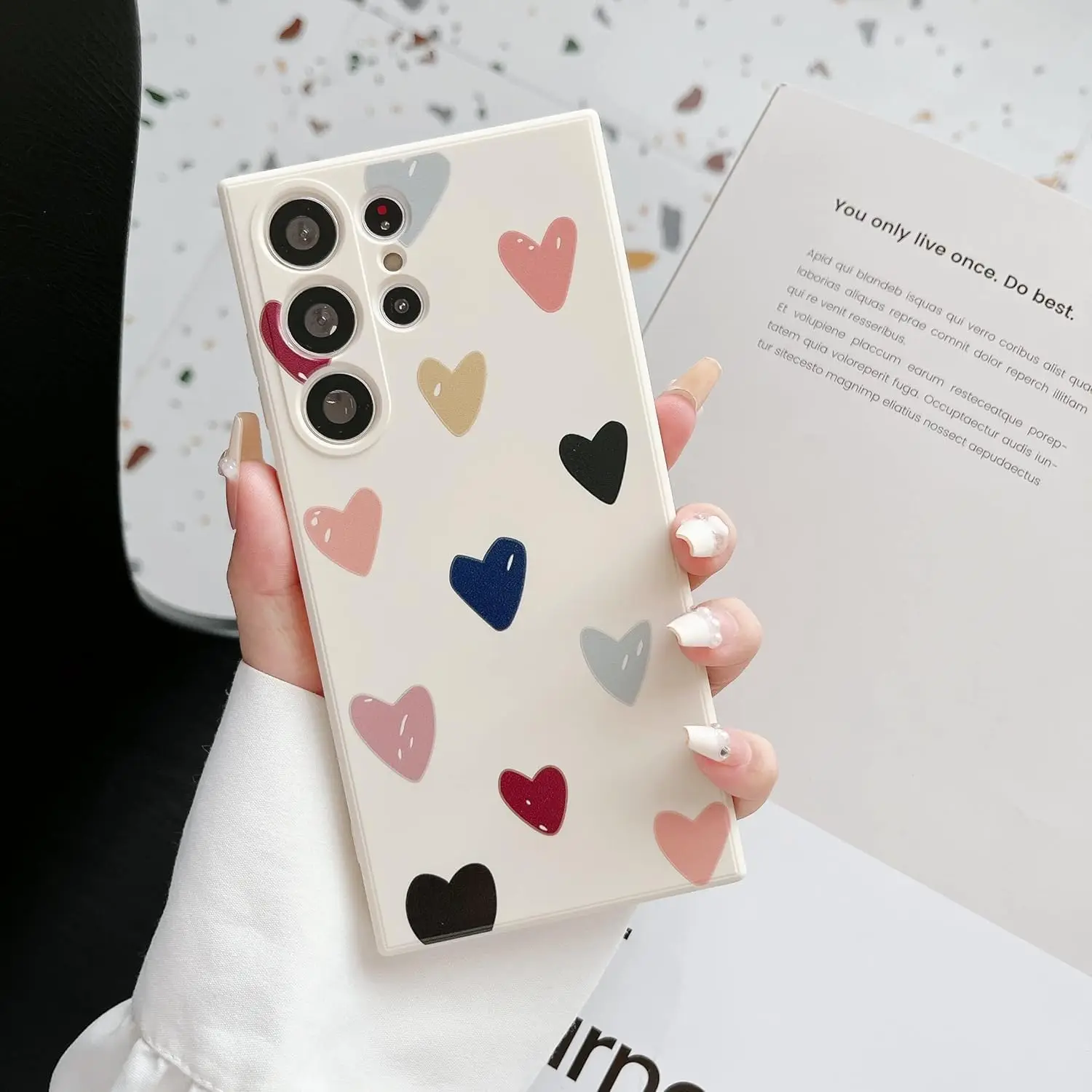 Case for Samsung  Galaxy S24 S23 Ultra Heart Cute Colorful Slim Thin Silicone Protective Phone Case Soft for Girls Women