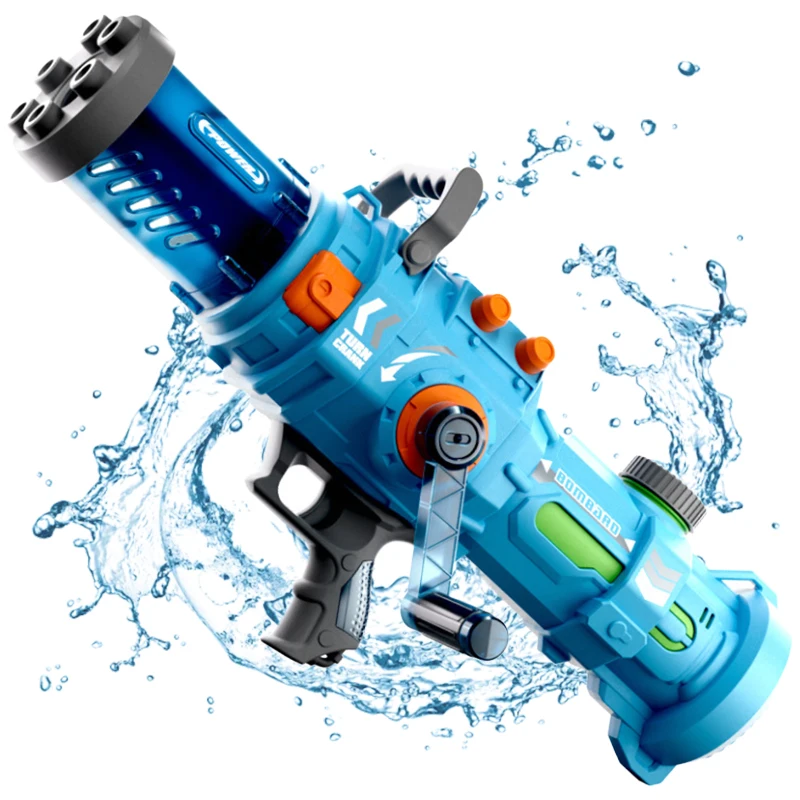 Outdoor-wasserpistole Mit Großer Gatling-kapazität Für Kinder,360-grad-rotation,Manuelle Handkurbel,Hochdruck-super-blaster-wasserpistolen-spielzeug