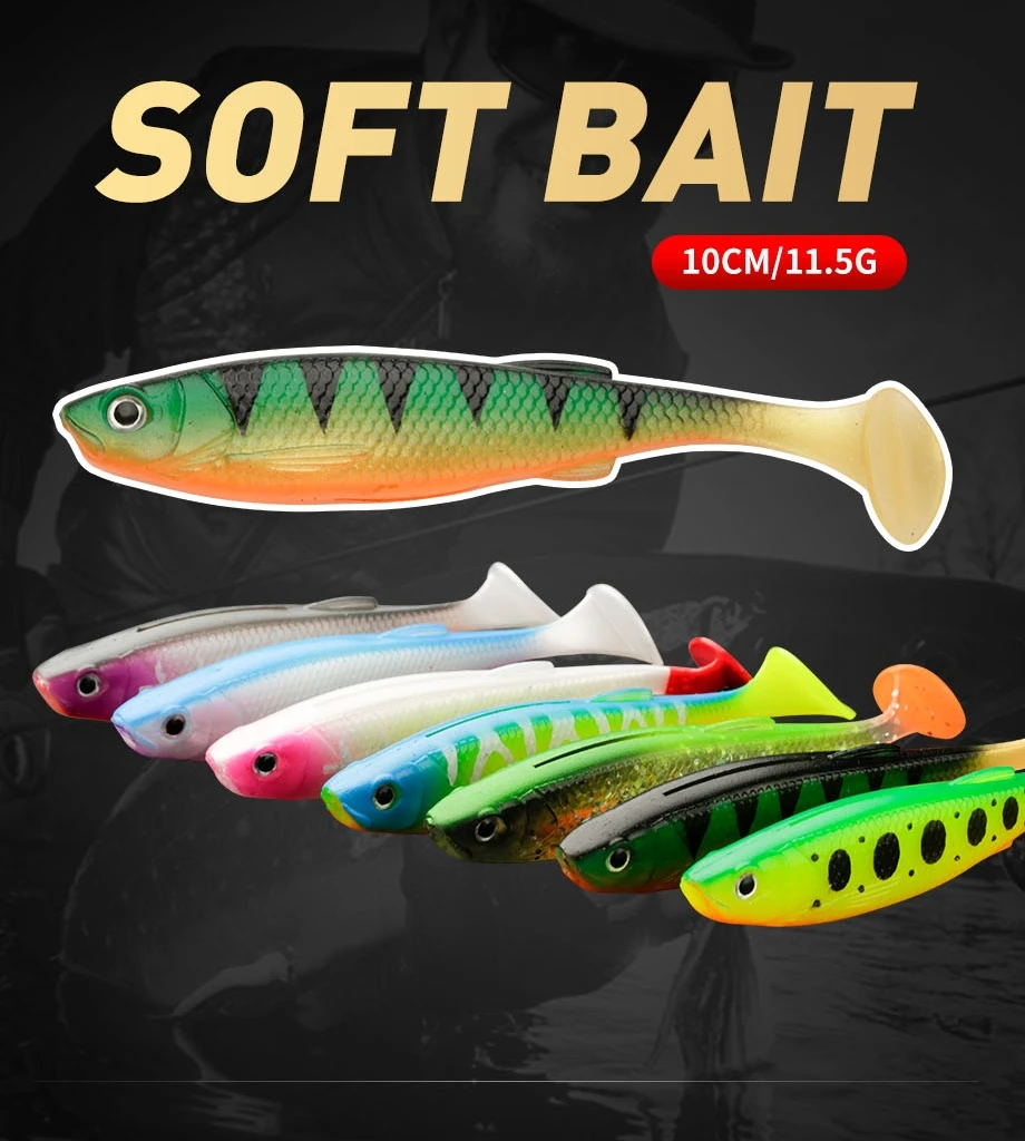 Hot Selling Soft Fishing Lure 100mm 11.5g 3pcs/bag Artificial Simulated ...