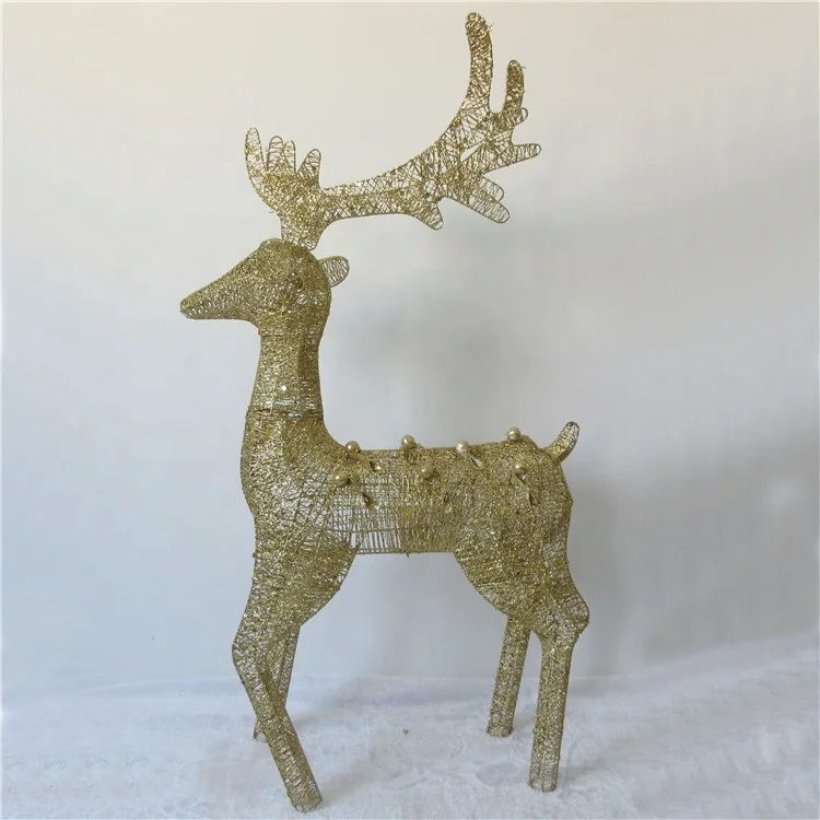 Trophée Cerf En Carton à Assembler - Motif Doré Pailleté - Dimensions 32x69 Cm - Montage Puzzle 3D Sans Colle - 9