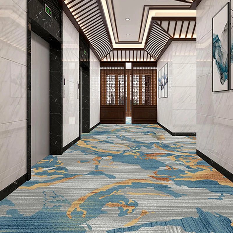 QIANQIAO Custom Design Polypropylene Print Broadloom Hotel Room Hall Carpet Wall to Wall Luxury Carpet