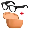 Estuche de carga marrón+lentes anti luz azul