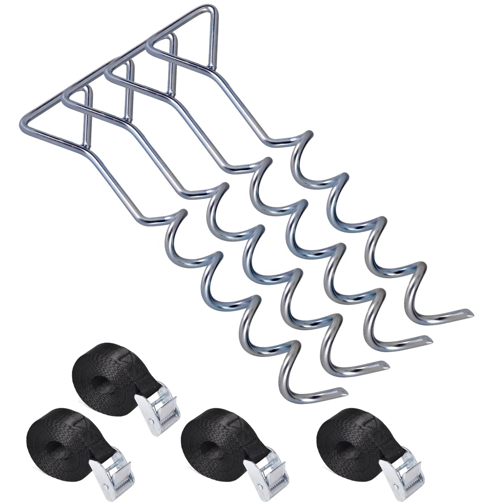 Tie Downs with Ground Stakes Trampoline Anchor Kit Set of 4 Heavy Duty Tie Down System