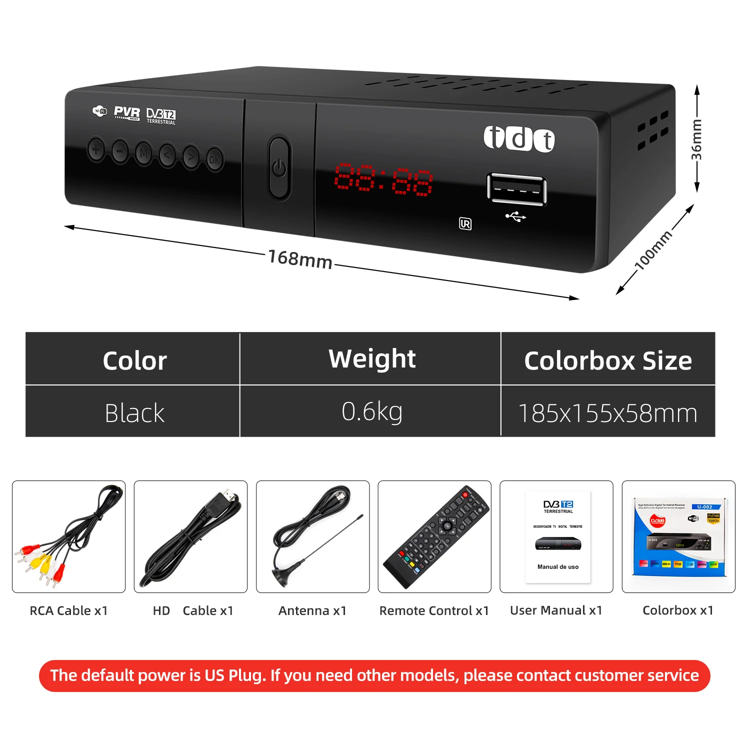 Antenna TDT Receiver Firmware Update Digital TV Tuner Decoder Full HD 1080P DVB T2 TDT for Colombia