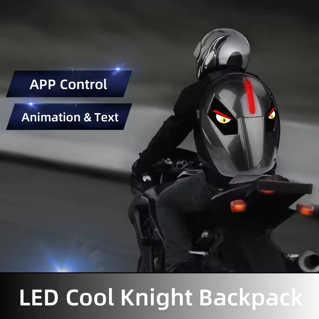 Hard Shell Cool Mask Eyes Motorcycle Riding Backpack Led High Capacity Helmet Waterproof LED Back Pack