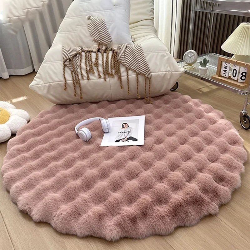 Fluffy Large Oval Area Rug 3D Faux Rabbit Carpet Soft Plush Carpets for BedroomRoom Furry Kid's Room Shaggy Rug