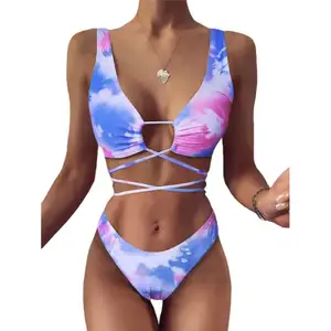 Cikini Women Bikini Hot Beachwear Thong Tie Dye Dyed Swimwear Manufacturing Company