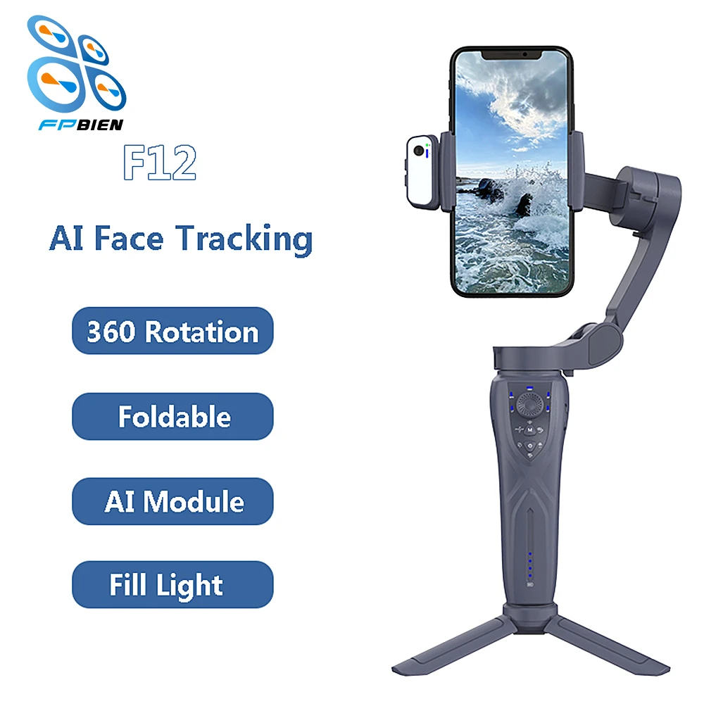 3 Axis Handheld Gimbal Stabilizer Smart Phone Shooting Selfie Stick With Tripod Auto AI Face Tracking LED Fill Light