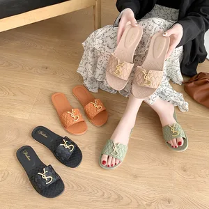 Women Flat Bottomed Net Red Fashion Sandals and Slippers Out Summer 2026 Beach Shoes Seaside Flip-flops Slides for Women