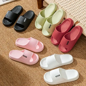 Couple's Summer EVA Indoor Shoes Comfortable Soft Waterproof Bathroom for Slippers with Open Toe Anti-Slip Feature Trendy Design
