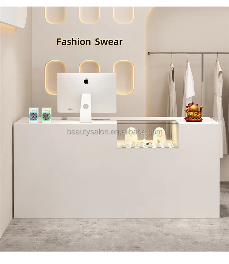Luxury Front Desk Counter Reception Modern Metal Movable Hotel Beauty ...