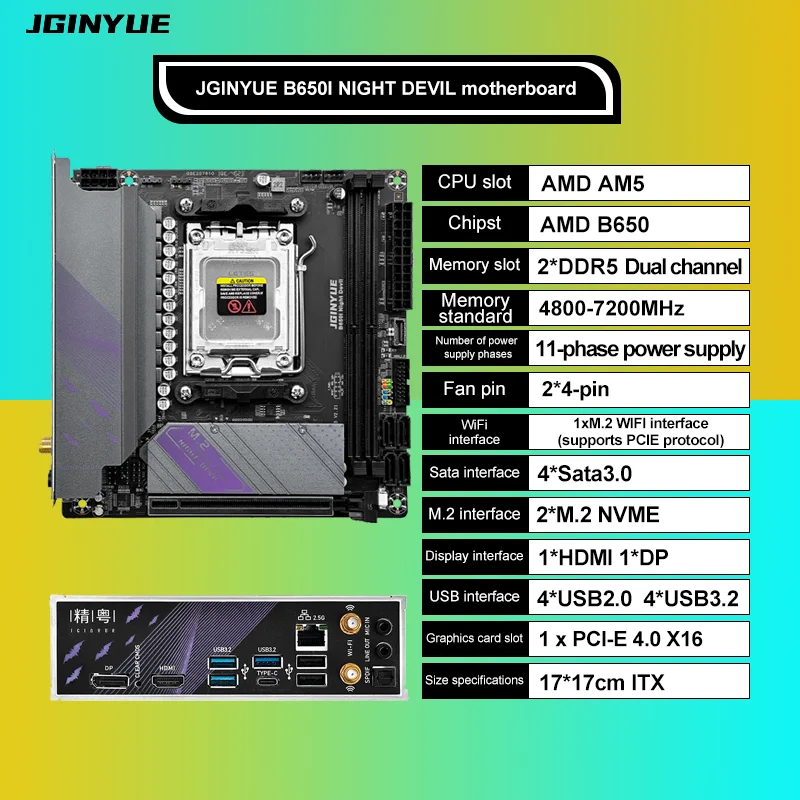 B650i Night Devil 新品未開封 AM5 マザーボード JGINYUE B650I NIGHT DEVIL motherboard - AMD AM5 - JGINYUE Offcial