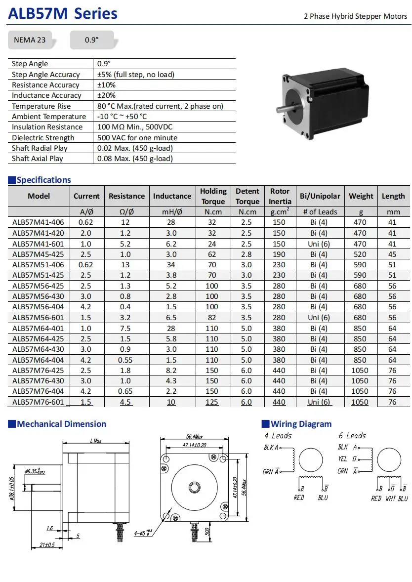2 Phase 3 Phase Step Motor ROHS Micro Nema 23 NEMA24 High Torque Hybrid Stepper Motor Stepping Motor